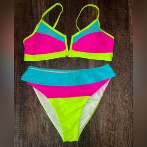 Vibrant Pink and Yellow Popvil Bikini Set